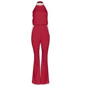 Venus Pearl Accented Red Jumpsuit - Size 6
